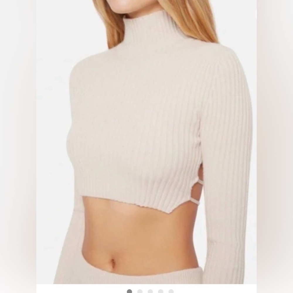 Danielle Guizio cropped open back ribbed sweater